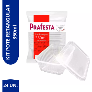 Pote Descartável 350ml Tampa Marmita Microondas Freezer 24un Cor Transparente